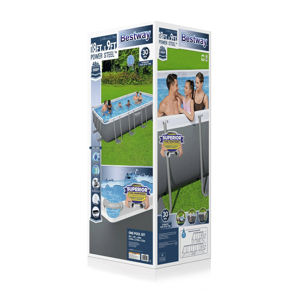 Bestway 24' x 12' x 52" Rectangular Frame Above Ground Swimming Pool Set