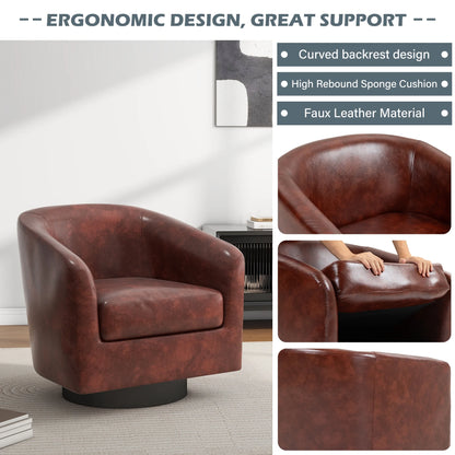 UIXE Swivel Accent Chair, Upholstered Fabric Barrel Chair for Living Room, Small Single Sofa Bedroom Reading Seat, Light Gray