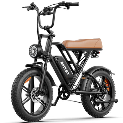 AMYET G60 Peak 1500W Electric Bike, 20" Fat Tire E-Mountain Bikes, 48V 20Ah 32MPH Ebike for Adults Full Suspension UL2849