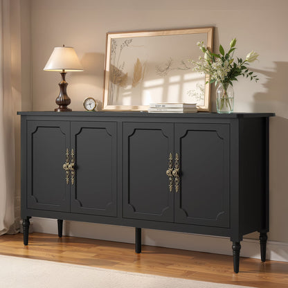 May in Color Console Cabinet, 58'' Wood Sideboard Buffet Cabinet with Storage & 4 Doors, Mid Century Modern Pantry Cabinet for Entryway, Living Room, Bedroom, Dining Room, Green