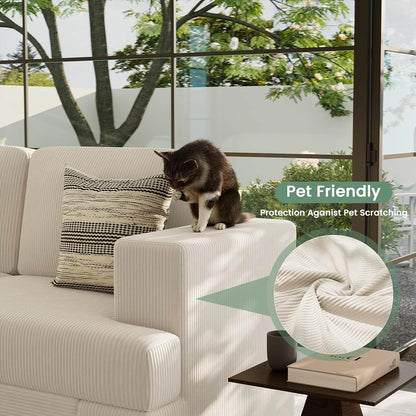 Techmilly Sofa,Comfort Modern Sofa,Extra Deep Seat,3 Seater,Living Room Apartment Lounge Sofa, Corduroy
