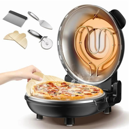 US 2025 Deals For You Days Electric Pizza Oven & Maker, Indoor & Outdoor Portable, 12-Inch Pizza Stone Heats Up to 800��F