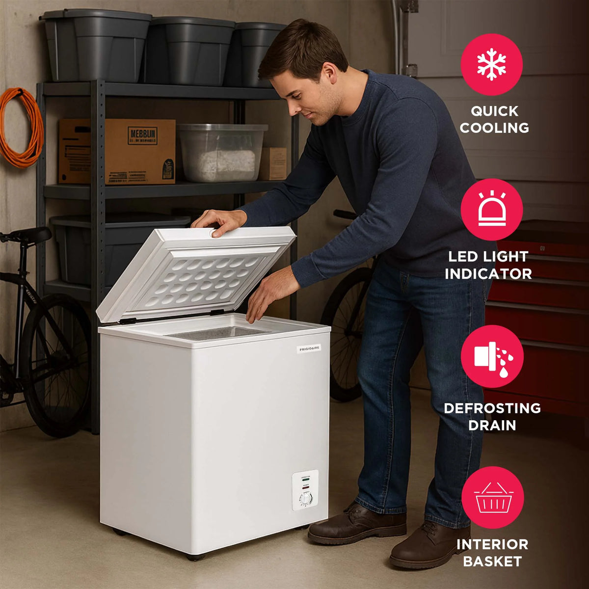 Frigidaire, 2.1 Cu. Ft. Chest Freezer, White