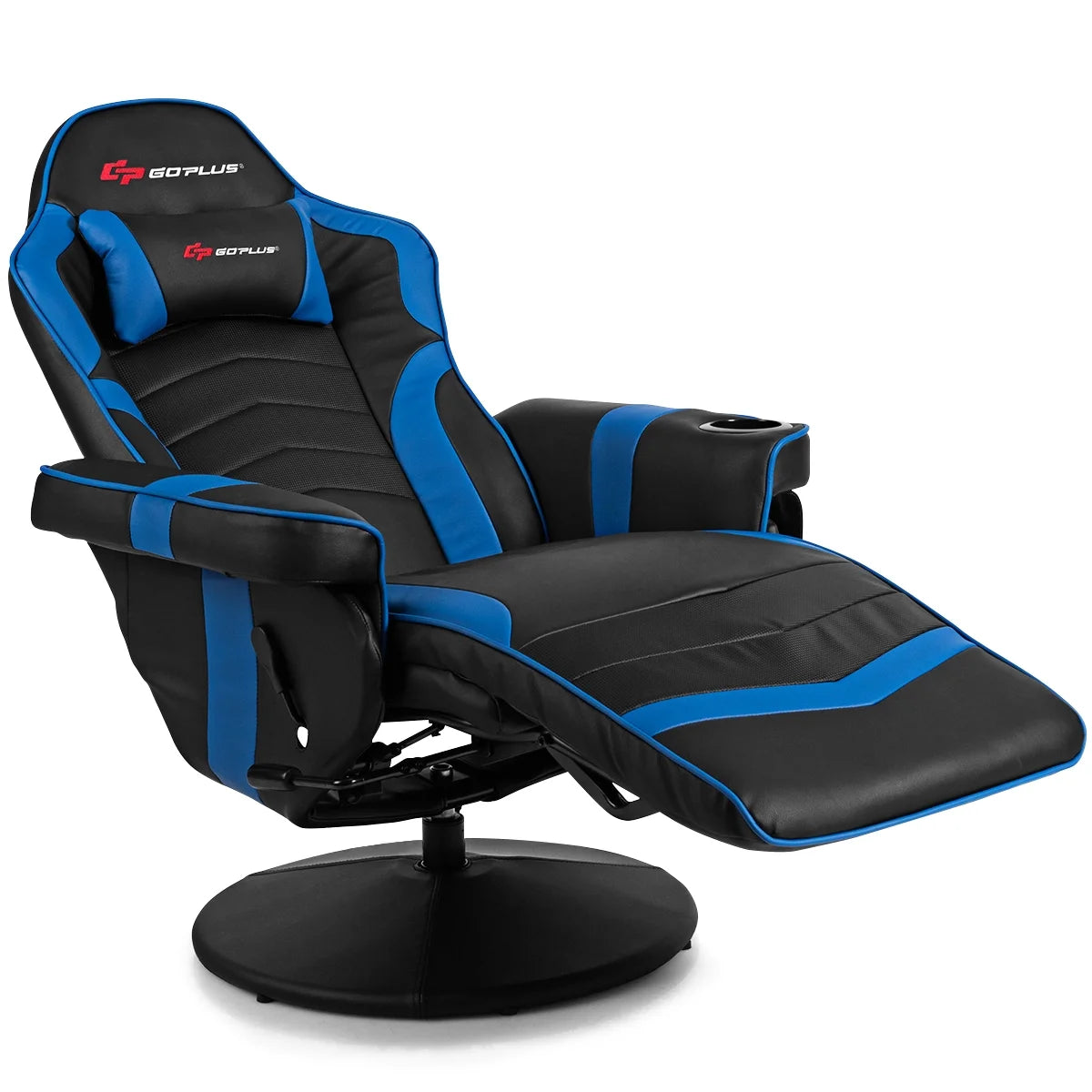 Goplus Massage Gaming Recliner Reclining Racing Chair Swivel Black