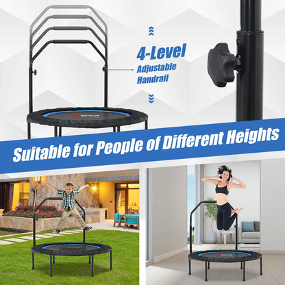 Costway 40'' Foldable Trampoline Fitness Rebounder with Resistance Bands Adjustable Home Green