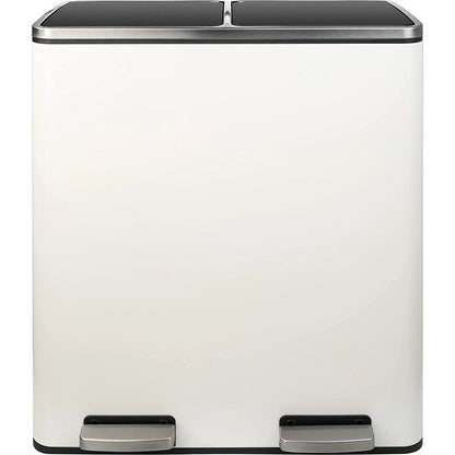Arlopu 60 L/16 gal Dual Trash Can, Stainless Steel Garbage Can for Kitchen, Recycle Bin with Lid