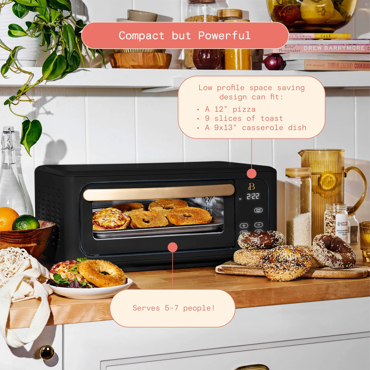 Beautiful Infrared Air Fryer Toaster Oven, 9-Slice, 1800 W, White Icing by Drew Barrymore