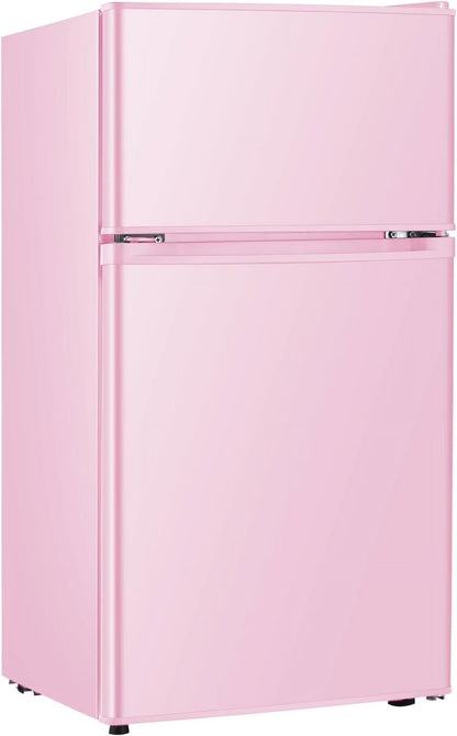 HUMSURE 3.2 Cu.Ft Pink Mini Fridge With Freezer, Compact Dorm Refrigerator, 2 Doors for Bedroom, Office, Kitchen, Apartment