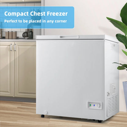 Giantex 5 Cu Ft Chest Freezer, Freestanding & Flip Top Chest Freezer w/ 7 Temperature Settings, Removable Sliding Basket Included, Compact Deep Chest Freezer