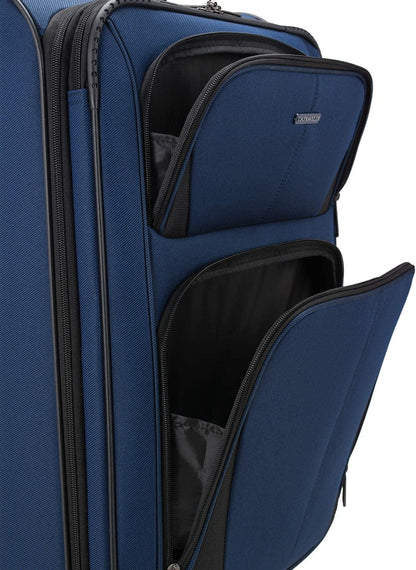 U.S. Traveler Aviron Bay Expandable Softside Luggage with Spinner Wheels, Navy, 31" Checked Large