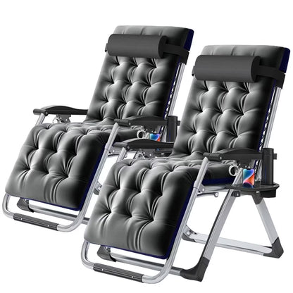 NAIZEA 2 Pack Zero Gravity Chair, Foldable Portable Lawn Recliner with Cushion, Headrest, Cup Holder, Black