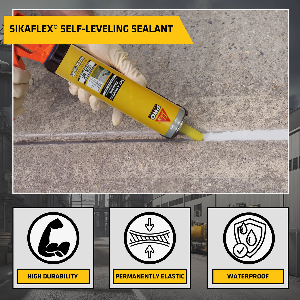 Sikaflex self-Leveling sealant - Gray - Seals Horizontal Joints in Concrete - Strong Elasticity Improves Durability - 29 fl. oz. Cartridge (Pack of 12)