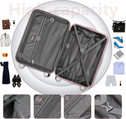 6-Piece Hardshell Luggage Set with Expandable Spinner Suitcases & TSA Lock, 25% Extra Capacity, Duffel Bag & Toiletry Kit, Cream ABS Suitcases