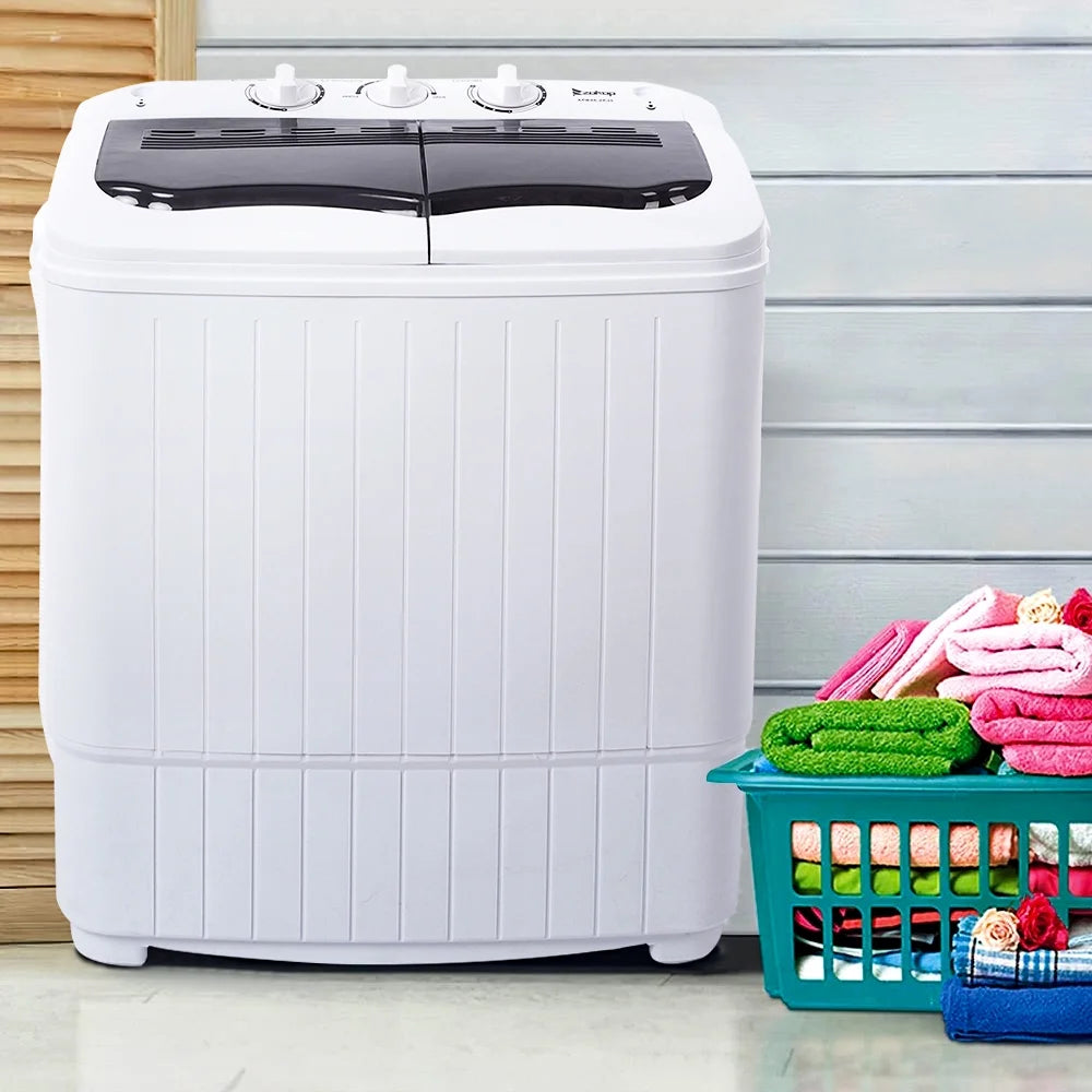 Portable Washing Machine, YOFE Compact Mini Washing Machine, Semi-automatic Washing Machine, Portable Mini Twin Tub Washing Machine for Camping Apartments, Washer(7.7lbs) /Spiner(6.6lbs), Gray, R4861