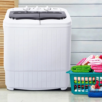 Portable Washing Machine, YOFE Compact Mini Washing Machine, Semi-automatic Washing Machine, Portable Mini Twin Tub Washing Machine for Camping Apartments, Washer(7.7lbs) /Spiner(6.6lbs), Gray, R4861