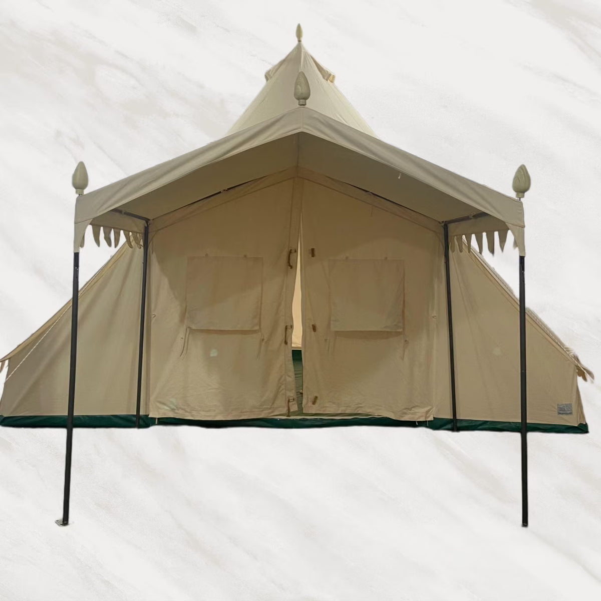 SAM&HAIBEI 19.68x13.1ft Family Camping Bell Tent with 8.53x6.56ft Porch, 4 Seasons Durable Cotton-Polyester Glamping Shelter for Outdoor Adventures & Family Gatherings