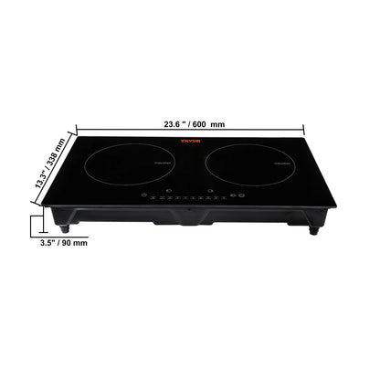 BENTISM 24 inch Electric Cooktop 2 Burners Ceramic Glass Stove Top Touch Control