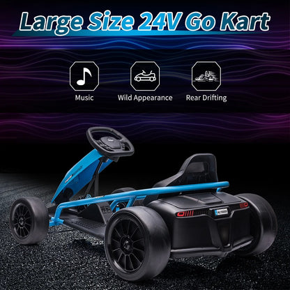 Kojooin Go Kart for Kids,24V Battery 300WX2 Motors Pedal On Foot Go Cart,8MPH High Speed Drifting Car with Slow Start Function,Rose red
