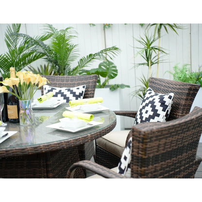 Direct Wicker 7 Piece Patio Dining Set with Rattan Chairs and Cushions, Grey