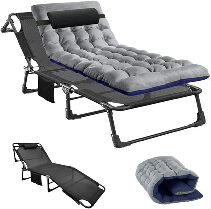 Slsy Folding Lounge Chair, 5-Position Adjustable Outdoor Reclining Chair, Folding Sleeping Bed Cot, Folding Chaise Lounge Chair for Pool Beach Patio Sunbathing
