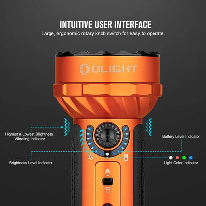 OLIGHT Marauder Mini 7,000 Lumens Bright Flashlight with 600 Meters Beam Distance, Powerful RGB Lights, Magnetic Rechargeable for Outdoors Work, Hunting, and Searching(Black)