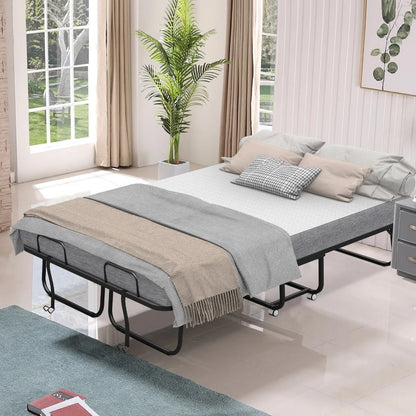 Full Size Folded Bed with Mattress, 75" x 54" Folding Bed, Twin Bed, Rollaway Bed Guest Bed for Adults with Sturdy Frame
