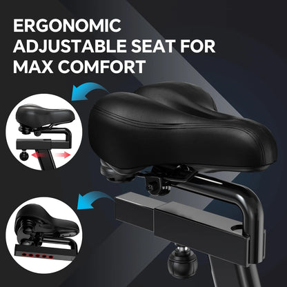 LNOW Commercial Built-in Bluetooth Fan Exercise Bike, Adjustable Air Resistance with Dual-Action Handlebars, Heavy Duty Indoor Cycling Bike for Home Gym Traininning, 350lbs Arm/Leg Cardio Workout