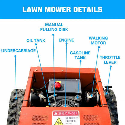 MachPro 300 lbs 9 HP Orange Remote Control Lawn, Mower Manganese Steel Blade, Adjustable Cutting Height, Speed, All Terrain Cordless Grass Cutter