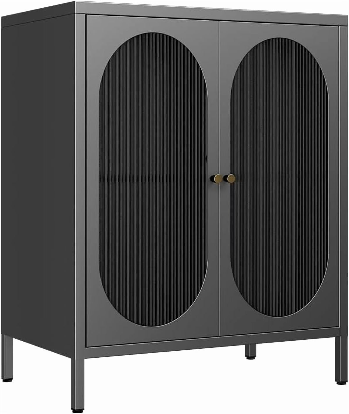 Small 2 Transparent Door Metal Storage Side Buffet Cabinet for Bed Room,Living Room,Entryway,Hallway,Home,Hotel,Office,Garage,Kitchen,1 Removable Shelf.