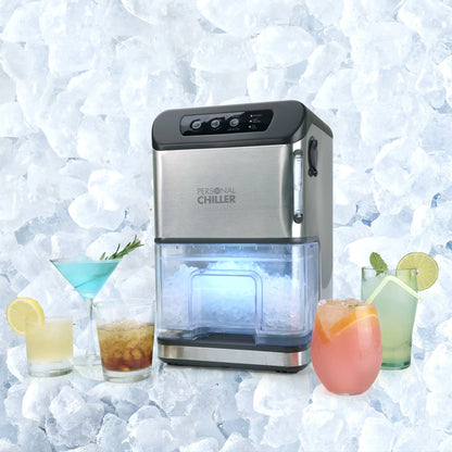 Personal Chiller Portable Countertop Ice Maker, Ice Nuggets, Stainless Steel