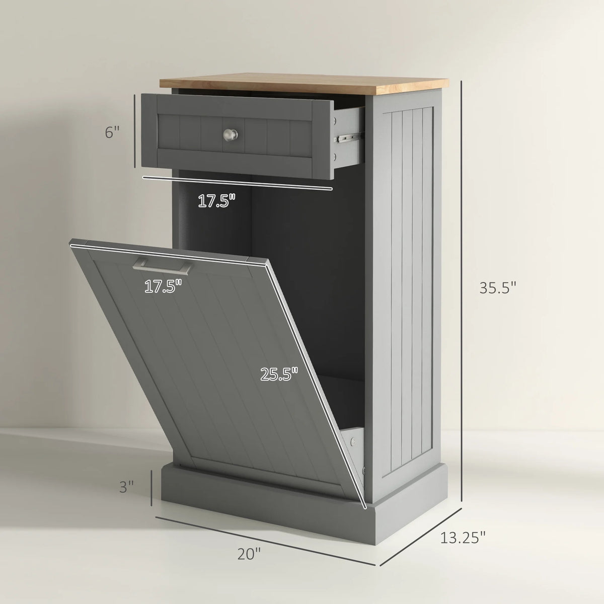 HOMCOM Kitchen Tilt Out Trash Bin Cabinet, Free Standing Recycling Cabinet