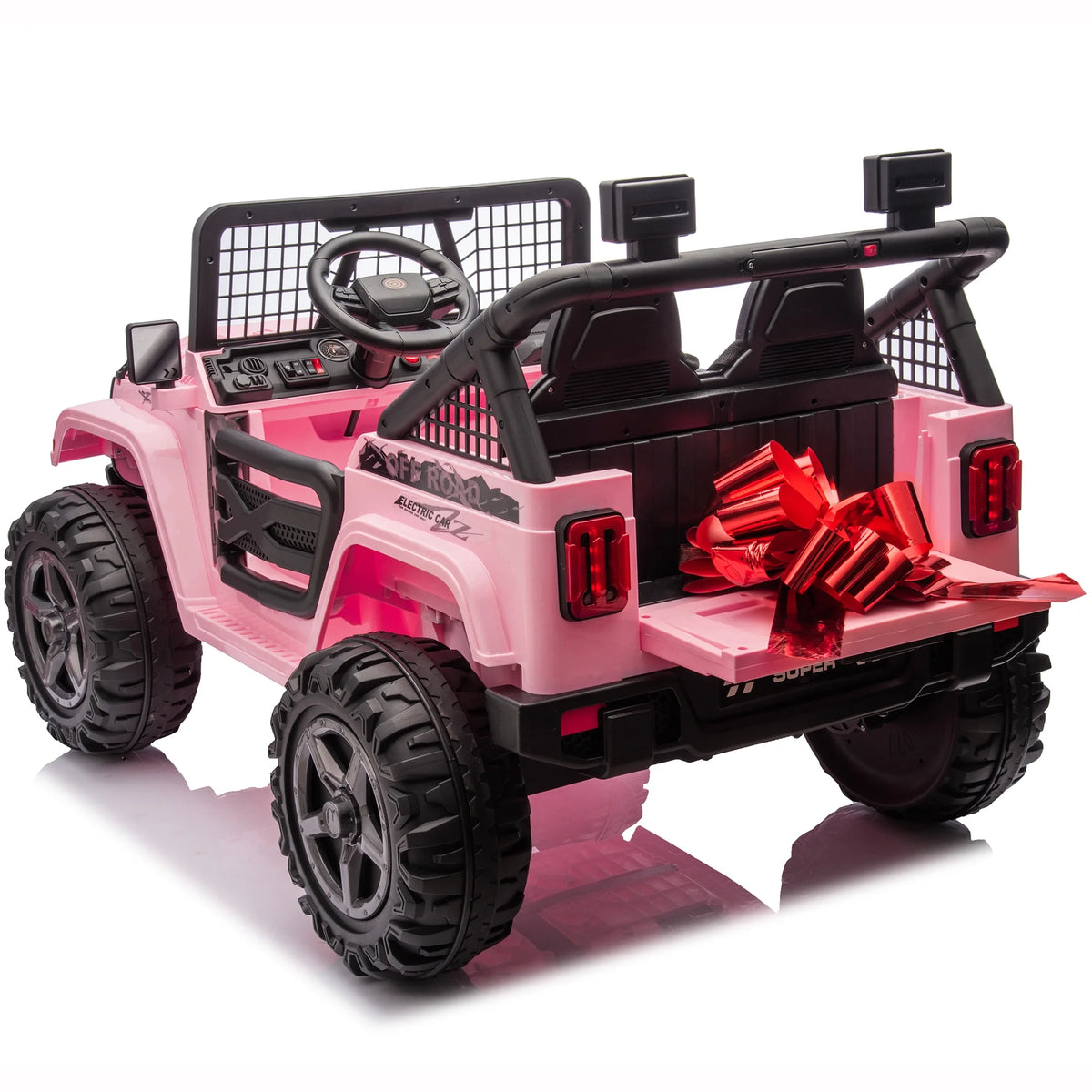 Joyracer 4WD 24 Volt Ride on Toys, 2 Seater Power Car wheels UTV with 800W Motors, Remote Control, Bluetooth Music, Spring Suspension, LED Light, Pink