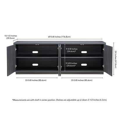Evelyn&Zoe Hanson Rectangular TV Stand for TV's up to 75", Black Grain