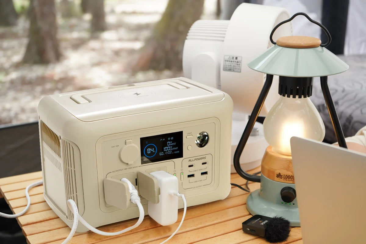 ALLPOWERS Beige R600 Portable Power Station 600W, 299Wh LiFePO4 Battery, Wireless Charging, Solar Generator Charger for Camping, Home Backup, Emergency, off-Grid, Power Outage