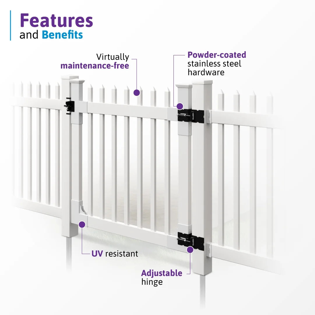 4ft H x 6ft W (1 Panel + 1 Post) No Dig WamBam Nantucket Fence Kit, White Vinyl Picket Fence Panel, Easy DIY Installation Fence Panel Kit, Durable Outdoor Fence for Yard or Garden, BL19101