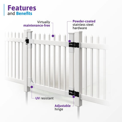4ft H x 6ft W (1 Panel + 1 Post) No Dig WamBam Nantucket Fence Kit, White Vinyl Picket Fence Panel, Easy DIY Installation Fence Panel Kit, Durable Outdoor Fence for Yard or Garden, BL19101