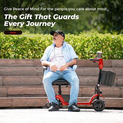 iScooter 4 Wheel Mobility Scooter for Seniors, Wider Seats & Foldale Electric Wheelchair Device for Travel, Upgraded for Superior Performance, Red