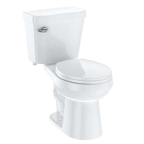 17" Toilet, Round Toilets for Bathrooms, Two-Piece Toilet with Soft Close Seat, 1.28 Siphonic Flush Toilet with Universal Height Cotton White