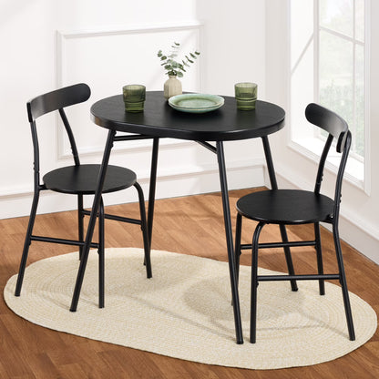 Best Choice Products 3-Piece Modern Oval Dining Table Set, Small Kitchen Dinette w/ 2 Chairs - Black/Black
