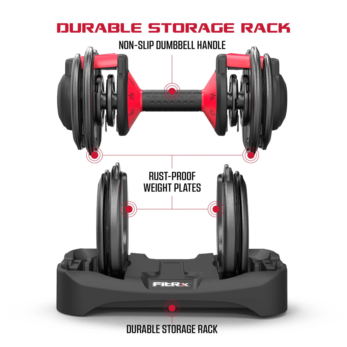 FitRx Adjustable Dumbbells 2-Pack, 25lb SmartBell Dumbbell Set with 9-in-1 Quick-Select Weights, 2.5lb Increments for Home Gym