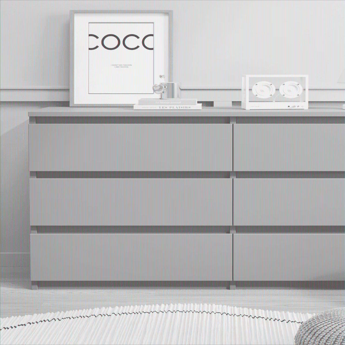 Resenkos Modern Mid Century 6 Drawer Wide Dressers Chests for Bedroom, Chest of Drawer Organizer Grey