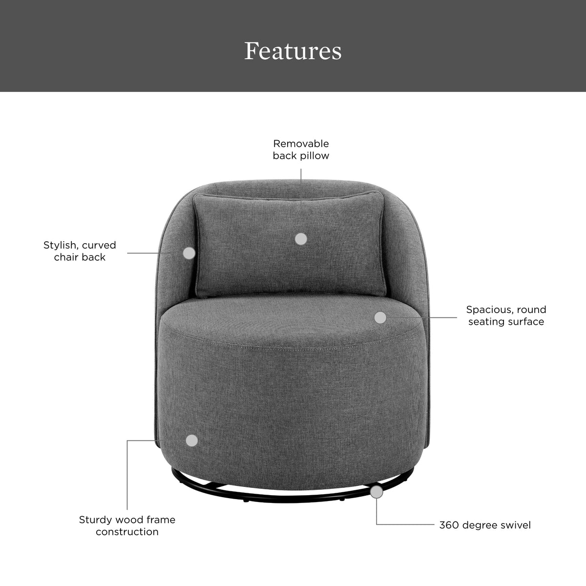 Better Homes & Gardens Juliet Modern Arch Swivel Accent Chair, Cream Boucle