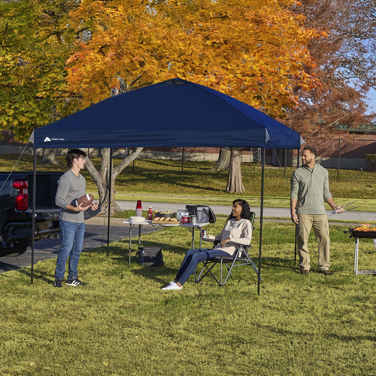 Ozark Trail 10x10 Instant Pop Up Canopy Tent with Simple Push Setup �?Straight Leg Pop-Up Tent for Tailgating, Camping & Events, White