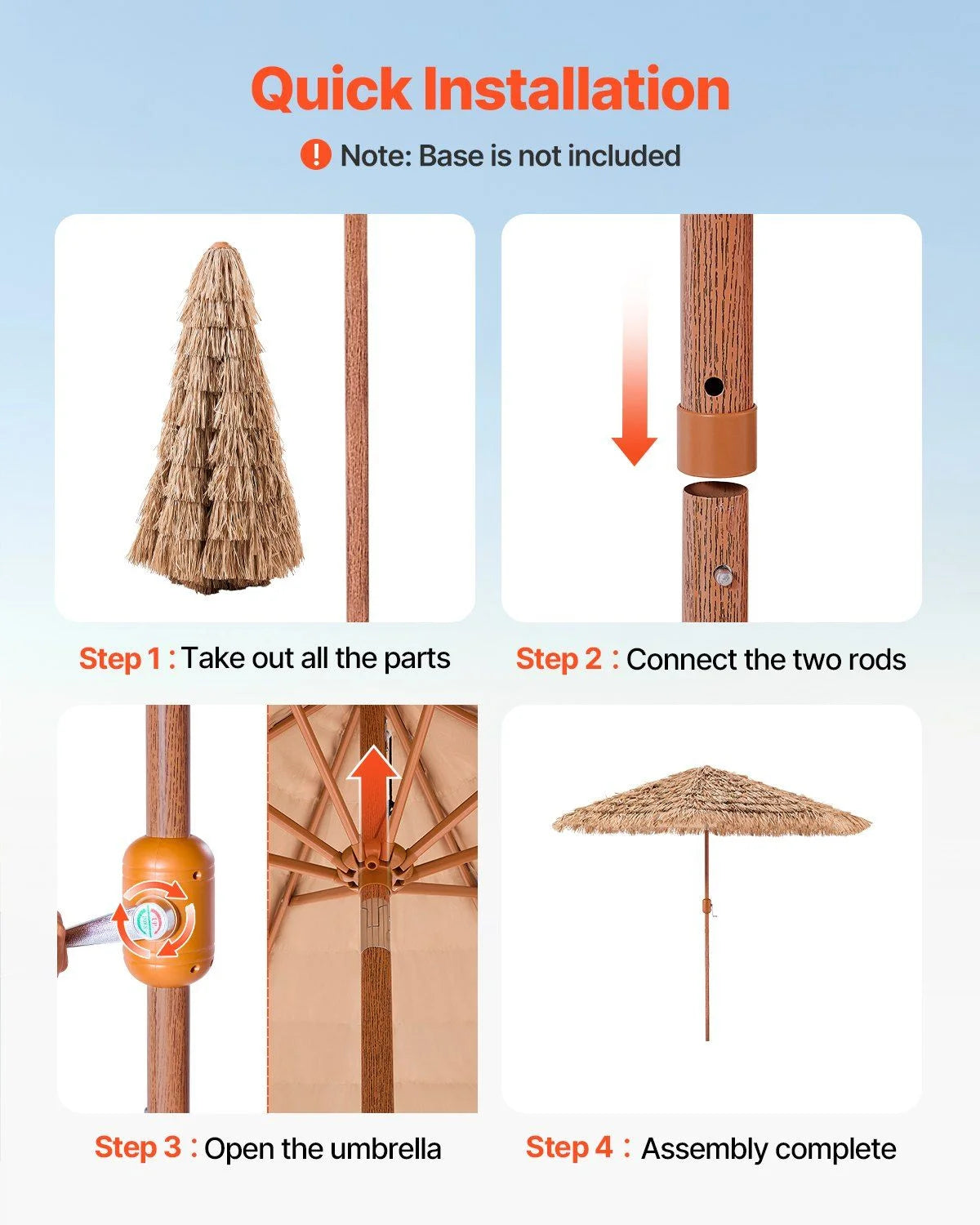 Tiki Umbrella Thatched Patio Umbrella 9 ft Poolside Patio Beach Umbrella