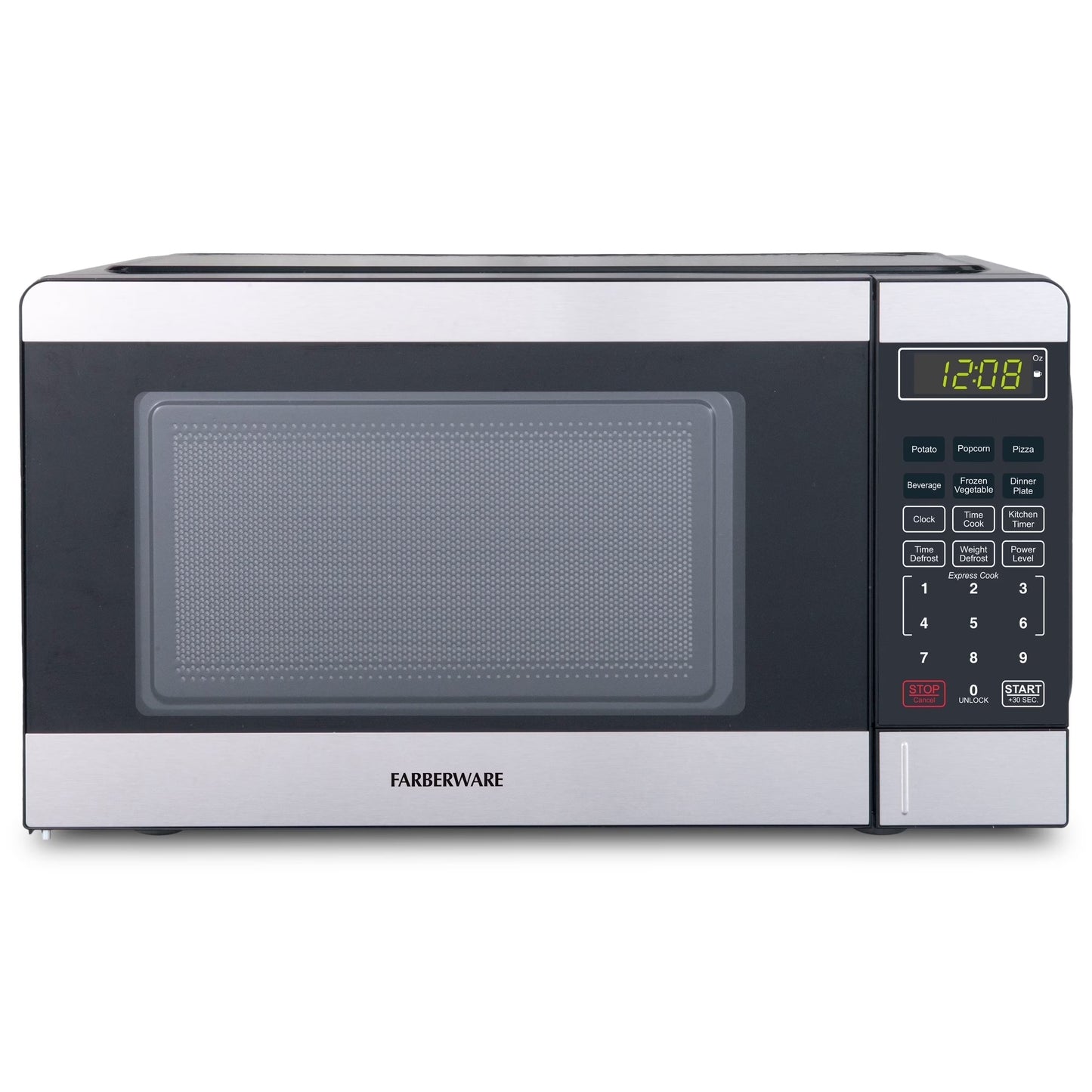 Farberware Countertop Microwave Ov 1100 Watts, 2.2 cu ft - Smart Sensor With LED Lighting and Child Lock - Perfect for Apartments and Dorms - Easy Clean Black Interior, Stainless Steel