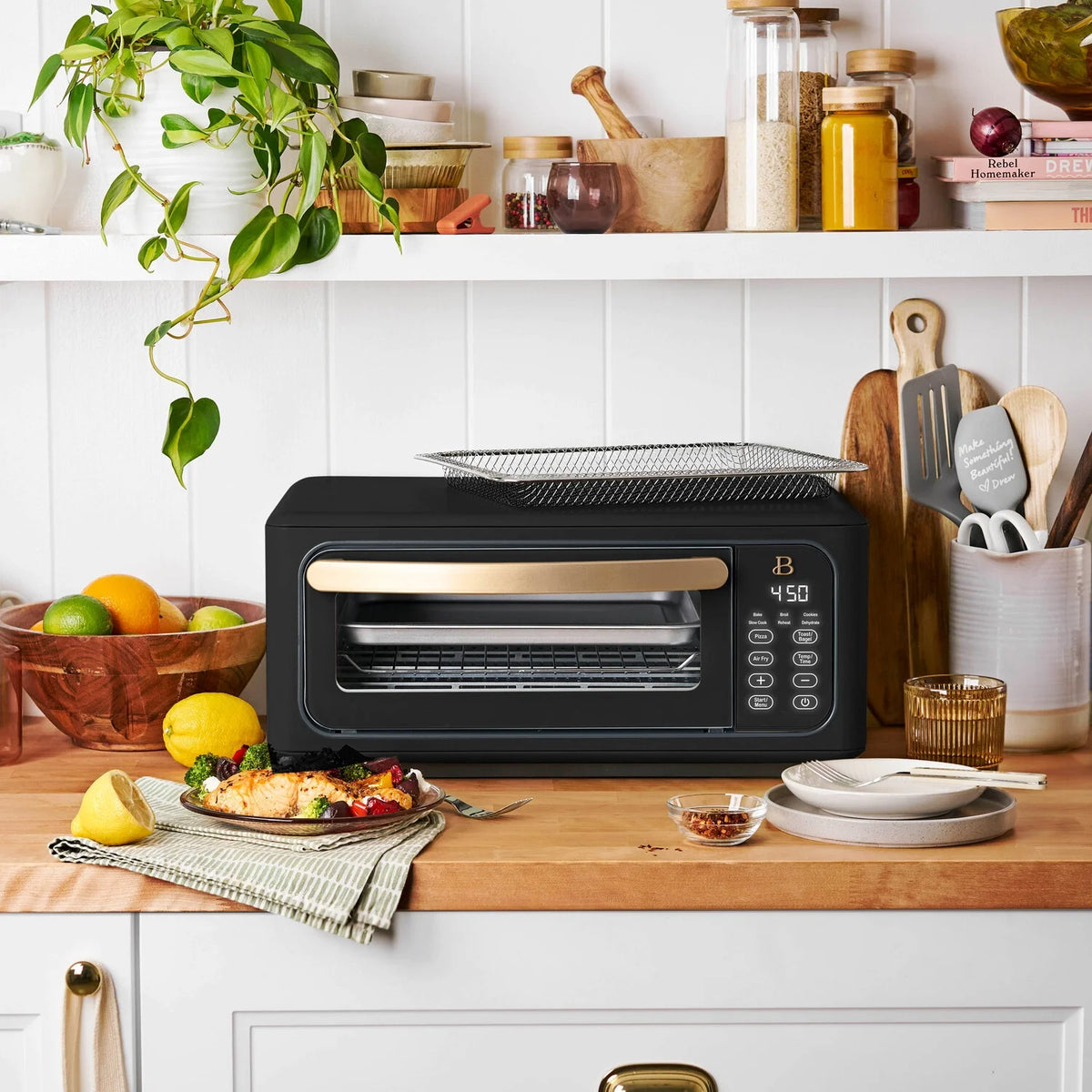Beautiful Infrared Air Fryer Toaster Oven, 9-Slice, 1800 W, White Icing by Drew Barrymore
