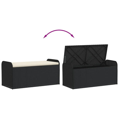 vidaXL Storage Bench with Cushion Outdoor Garden Seat Furniture Poly Rattan