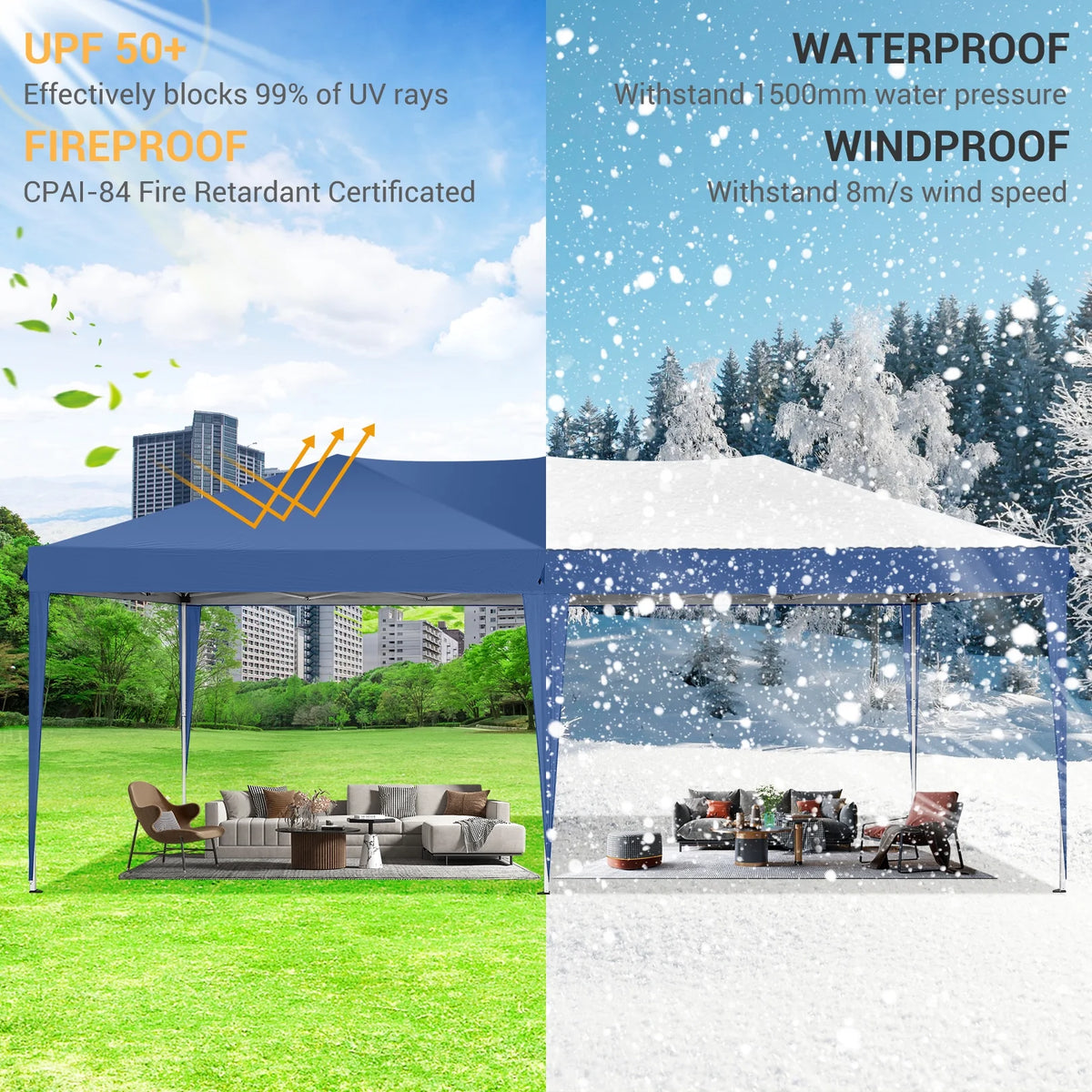 SANOPY 10'x10' EZ Pop Up Canopy Tent Outdoor Party Instant Shelter Portable Folding Beach Canopy with 4 Sandbag & Carrying Bag, Black
