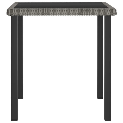 vidaXL Outdoor Dining Table Garden Porch Patio Table with Glass Top PE Rattan