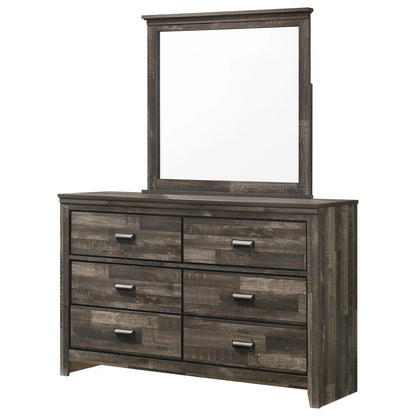 Rustic Brown Finish Queen Size 5Pc Built in Light Platform Bed Set Wooden Bedroom Furniture HS Brand